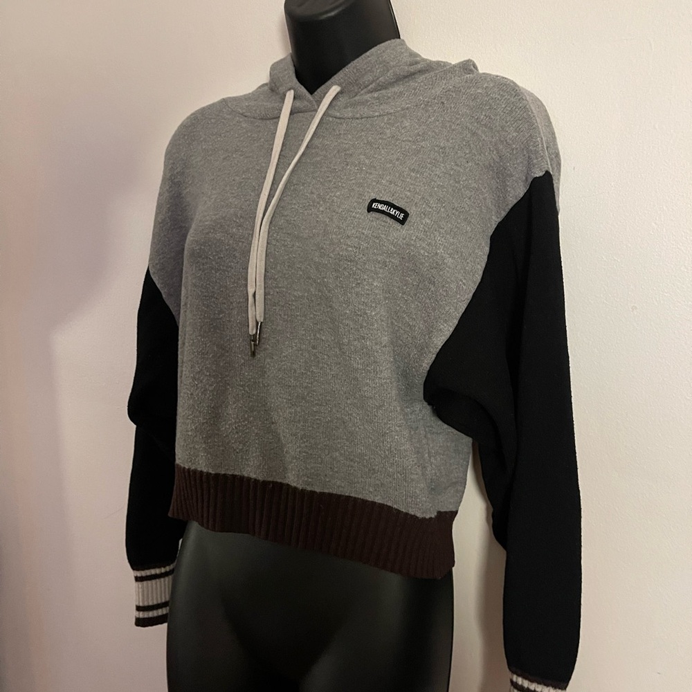 Kendall & Kylie Gray and Black Hoodie with Brown Accents
